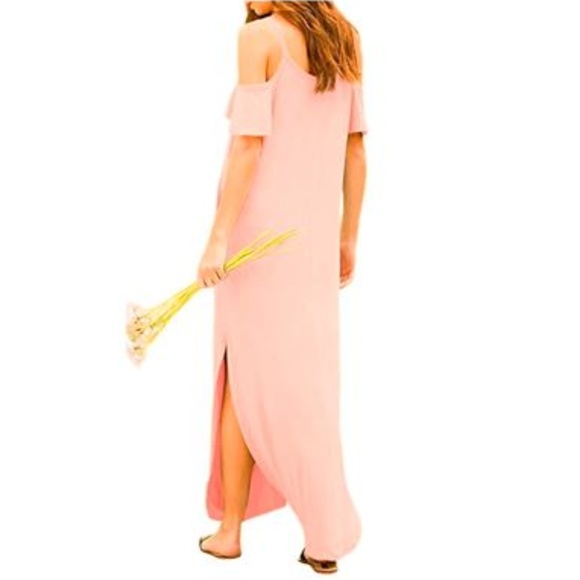 NWT Summer Cold Shoulder & Pocket Maxi Dress, Pink - Picture 4 of 6